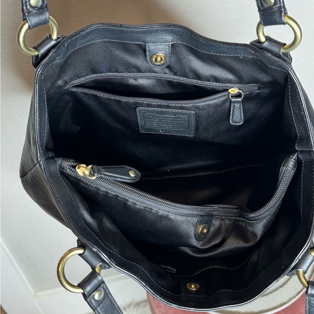 Y2K Coach Vintage‎ Black Leather Shoulder Bag Buckle Front Purse Medium Handbag - Picture 5 of 7